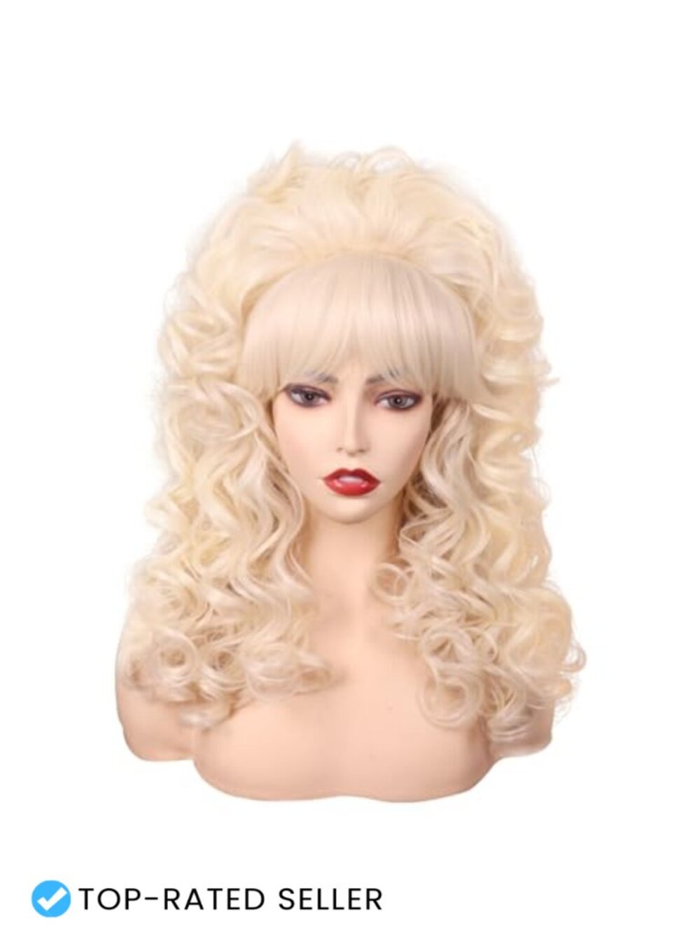Long Curly Synthetic Wig with Bangs Vintage Costume Cosplay